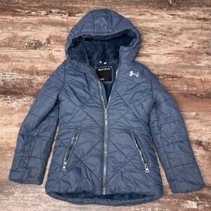 Under Armour | VGUC Kids’ Navy Quilted Faux Fur Lined Puffer Jacket, Youth Small